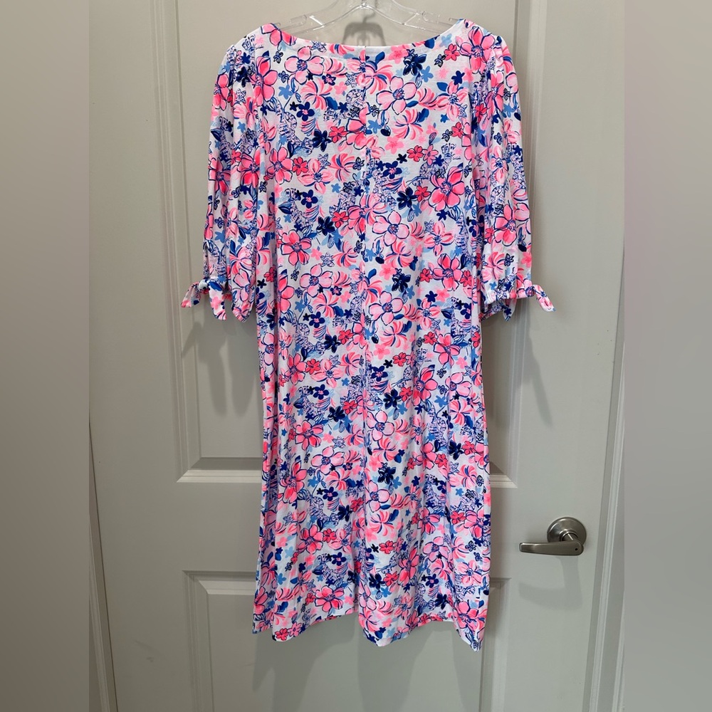 Lilly Pulitzer pink/blue Easley Dress Resort White Party Like A Lobster- large - Picture 5 of 8